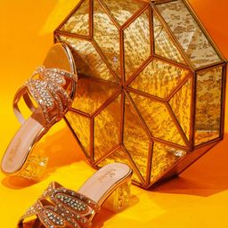 Dollphin PU Women Gold Party Block Peep Toes Heels-52