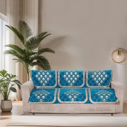 MORADO Set of 3 Turquoise Blue & White Embroidered Other Sofa Cover-28