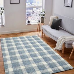 saraswatii global Blue & White Geometric Anti-Skid Woollen Carpet-image-20