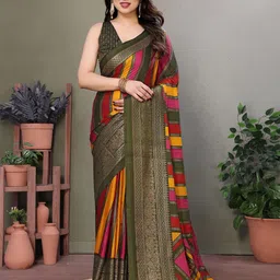 ROOP SUNDARI SAREES Striped Zari Pure Silk Designer Saree-image-55