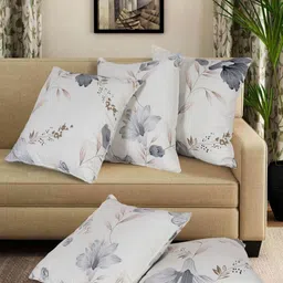 Sangria Beige & Green 5 Pieces Ethnic Motif Printed Square Cushion Covers-image-58