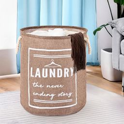 Aura Brown & White Printed Foldable Laundry Bag With Handle - 60 L-7