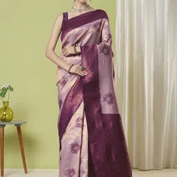 DIVASTRI Woven Design Zari Silk Blend Banarasi Saree-picture-28