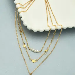 AMI Gold-Plated 3 Layered Pearls Necklace-20