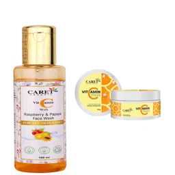 CARET ORGANIC Vitamin C Face Wash -100ml & Vitamin C Cream Combo-50g-55