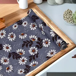 Aura Grey & White Printed Water Resistant Anti-Slip Shelf Liner Organiser-7
