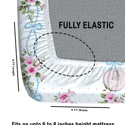 CHHAVI INDIA Pink & Off White Printed 210 TC Microfiber Queen Bedsheet Set 1.83 m x 1.98 m-12