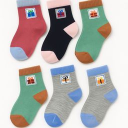 Cdeck Unisex Kids Pack Of 6 Multicolor Colourblocked Cotton Socks-picture-49