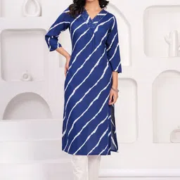 Sarai Leheriya Printed V-Neck Sequinned Straight Kurta-12
