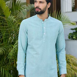 See Designs Men Striped Daily Cotton Straight Kurtas-image-90