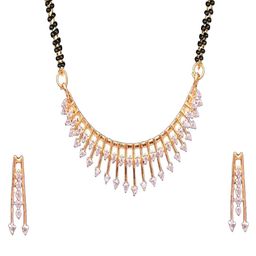 JSD Rose Gold-Plated Artificial Stones Studded & Beaded Mangalsutra-image-13