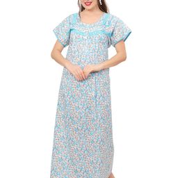 Ms.Lingies Women Pure Cotton Ethnic Motifs Printed Maxi Nightdress-image-109