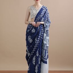 Jaipur Kurti Floral Printed Pure Cotton Saree-image-96