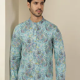Anouk Rustic Ethnic Motifs Printed Mandarin Colllar Cotton Straight Kurta-image-91