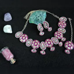 VATSALYA creation Alloy Gold- plated Purple Jewellery Set-35