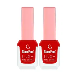 GlamFam Luxe Set Of 2 Glossy Finish Nail Lacquer - 12 ml Each - Scarlet Red - 42-52