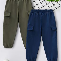 YK X Trampoline Kids Pack Of 2 Cotton Elastic Waistband Joggers-picture-41