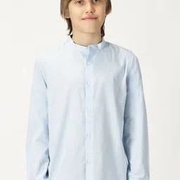 French Connection Boys Premium Band Collar Solid Cotton Casual Shirt-image-42