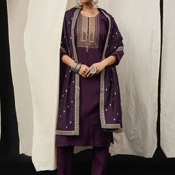 Anouk Yoke Design Beads And Stones Kurta With Trousers & Dupatta-58