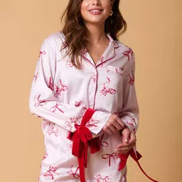 LULU & SKY Women Printed Lapel Collar Night Suit-picture-22