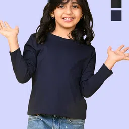 NUSYL Girls Pack Of 2 Solid Round Neck Cotton T-shirts-57