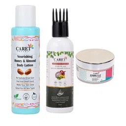 CARET ORGANIC Honey & Almond Body Lotion Radiance Cream & Red Onion Seed Hair Oil Combo-38
