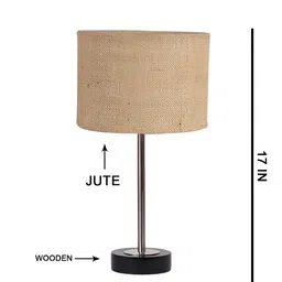 Aura Beige Metal Traditional Cylindrical Shaped Table Lamp-13