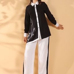 STIL O STITCH Embroidered Shirt Collar Shirt & Trousers-image-84