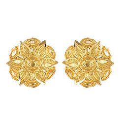 DIVASTRI Gold-Plated Floral Shaped Studs Earrings-21
