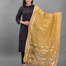 Apratim Geometric Woven Design Silk Dupatta With Zari-22