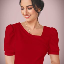 Dream Beauty Fashion Solid V-Neck Puff Sleeve Top-image-91