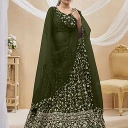 DIVASTRI Embellished Sequinned Semi-Stitched Lehenga & Unstitched Blouse With Dupatta image 2