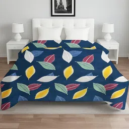 IVAZA Navy Blue & Multicoloured Floral Microfiber Double Bed Comforter-23