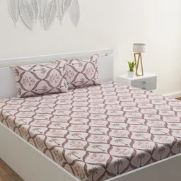 HOME AFFAIRS Pink 120 TC Queen Bedsheet with 2 Pillow Covers-image-97