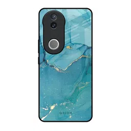 QRIOH Blue Golden Glitter Real Printed Vivo V50e 5G Impact Resistant Back Case-image-85
