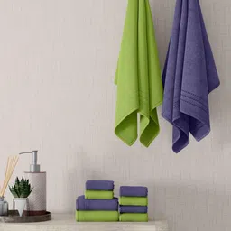 home expressions Blue & Green 10 Pieces Cotton 380 GSM Towel Sets-picture-9