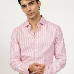 Andamen Semi Formal Men Stripe Cotton Tencel Regular Fit Shirt-image-96