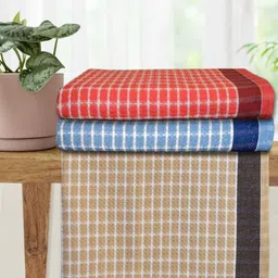 Athom Living Premium White & Beige 3 Pieces Striped Cotton 210 GSM Bath Towel-image-88