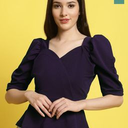 Metronaut Women Pack Of 2 Puff Sleeves Crop Regular Top-image-87