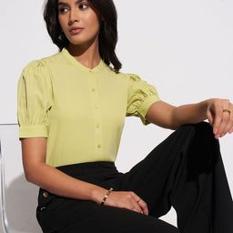 Annabelle by Pantaloons Women Solid Mandarin Collar Top-image-64