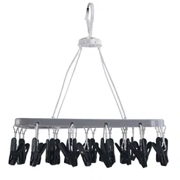 Kuber Industries Set Of 2 Grey & Beige 360 Rotating Cloth Drying Hangers With 28 Clips image 5