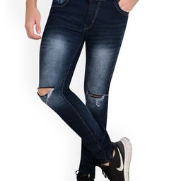LINARIA Men Classic Slim Fit Slash Knee Light Fade Jeans-image-68