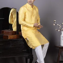 PulseIQ Men Jacquard Straight Kurtas-image-81