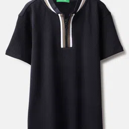 United Colors of Benetton Regular Fit Polo Neck Textured T-Shirt-picture-48