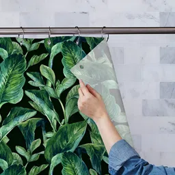 ArtzFolio Black and Green Floral Printed Waterproof Shower Curtain-64