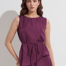 DressBerry Women Purple Solid Round Neck Top-picture-14