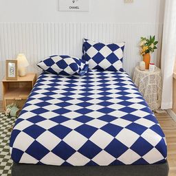 JC HOME Blue & White Geometric 140 TC King Bedsheet Set 1.80 m x 2 m-image-74