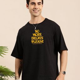 Mast & Harbour Typography Printed Round Neck Cotton Oversized T-shirt-image-23