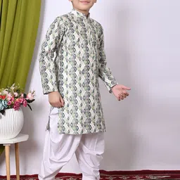 Cae Boys Embroidered Regular Sequinned Dupion Silk Kurta with Patiala image 2