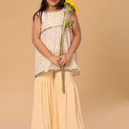 The Mini Trunk Girls Floral Embroidered Kurta with Sharara-image-46